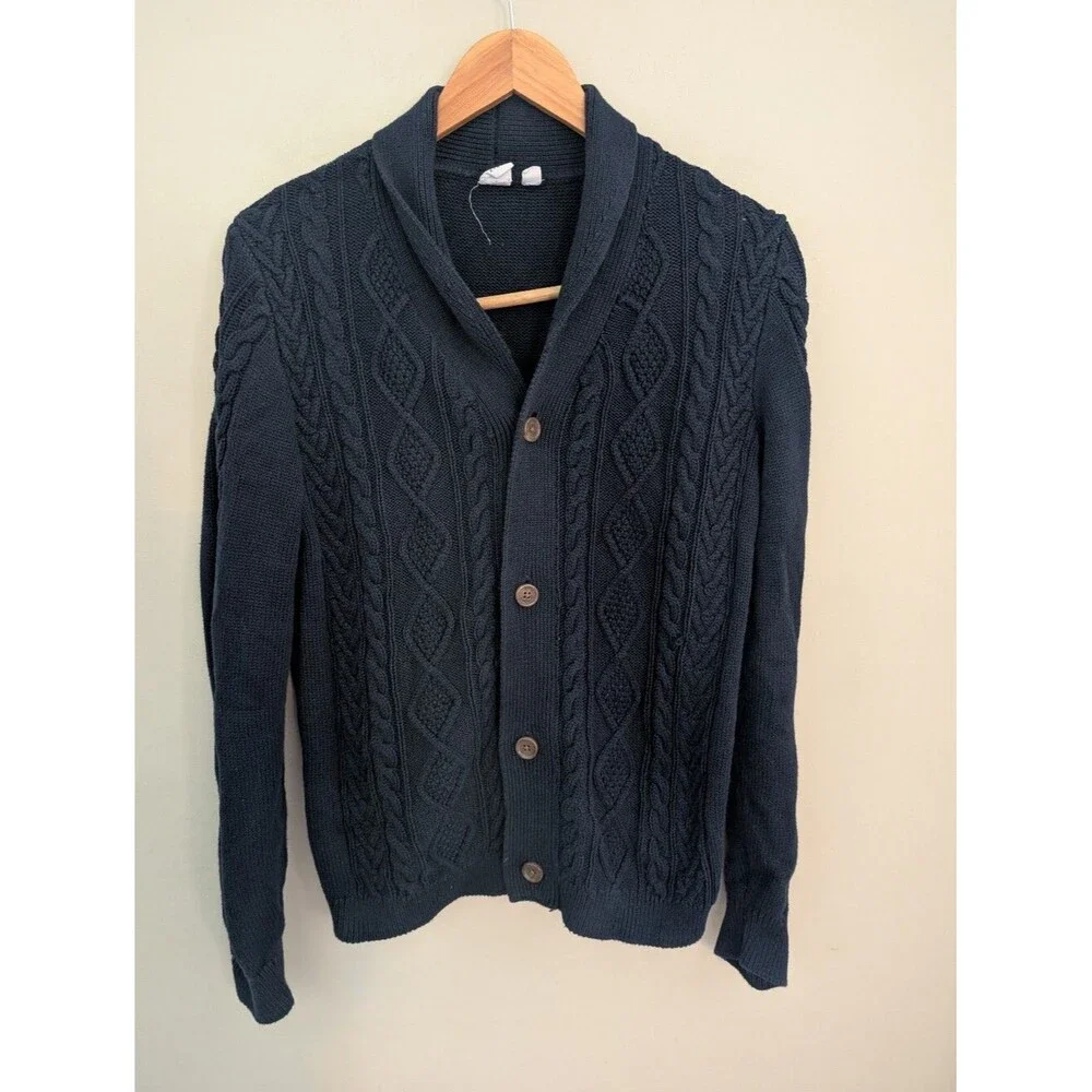 Gap Navy Cable Knit Aran Cardigan Size 14-16